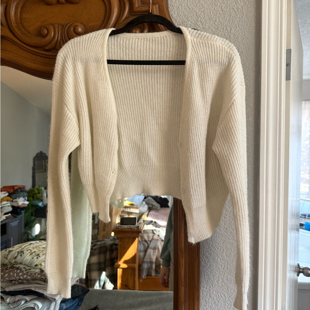 SHEIN Cream Women's Cardigan Sweater